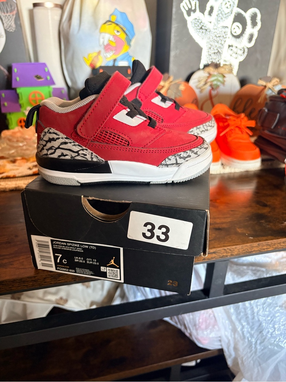 Jordan Toddler Sneakers in Red with Cement Accents